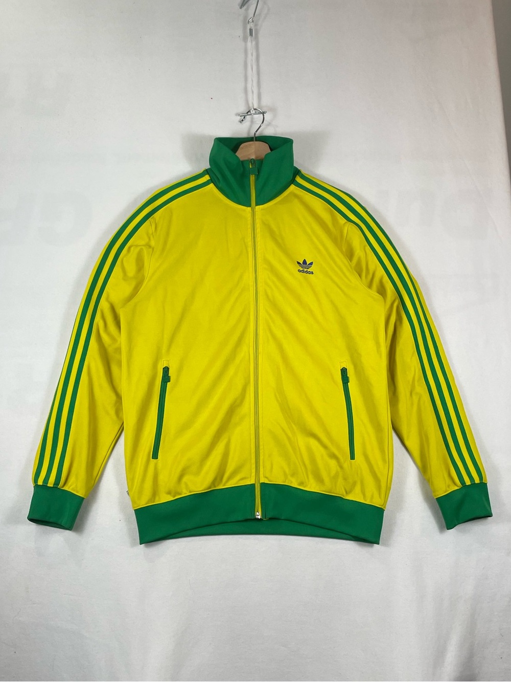 Adidas Trefoil Firebird Full Zip Track Jacket Yellow Green Brazil Colourway Sz L